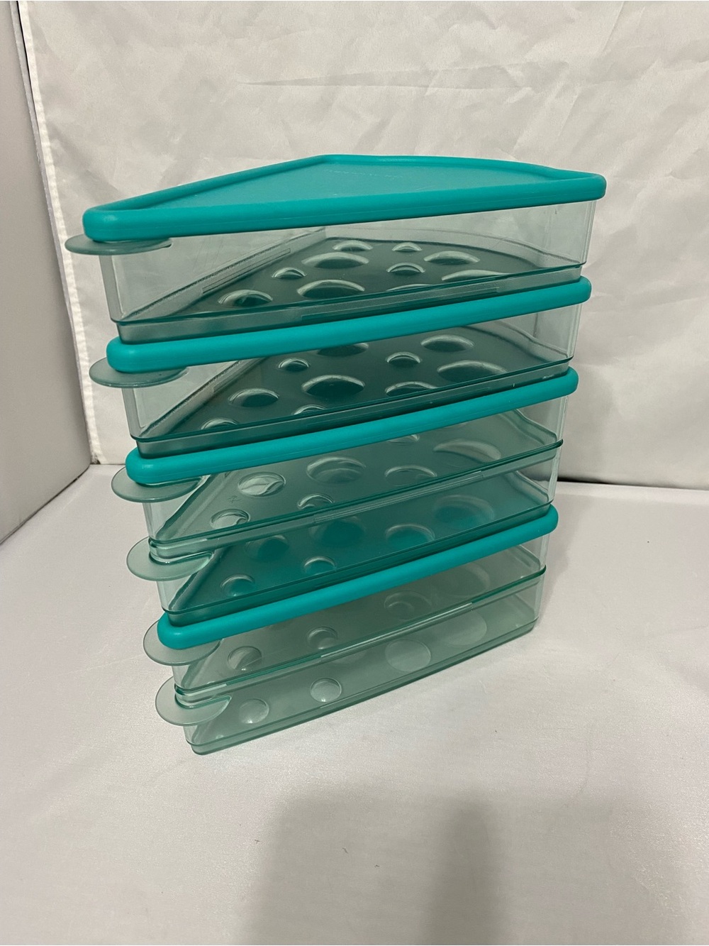 Tupperware Teal Stackable Pizza Storage - Picture 1 of 11